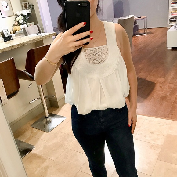 Beautiful Chiffon Lace Sleeveless  Top - Picture 4 of 6